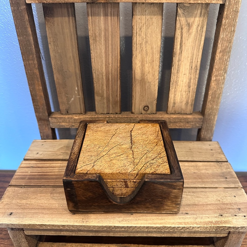 Stone coasters with holder